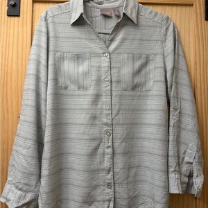 Chico's Gray Striped Button Down Shirt